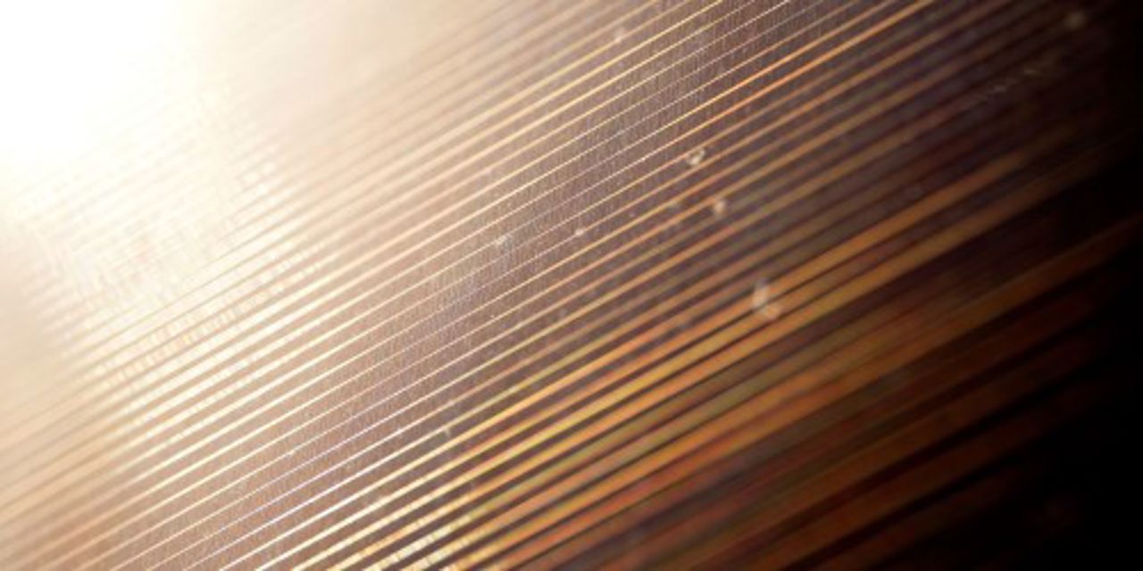 Closeup of solar panel in sunshine