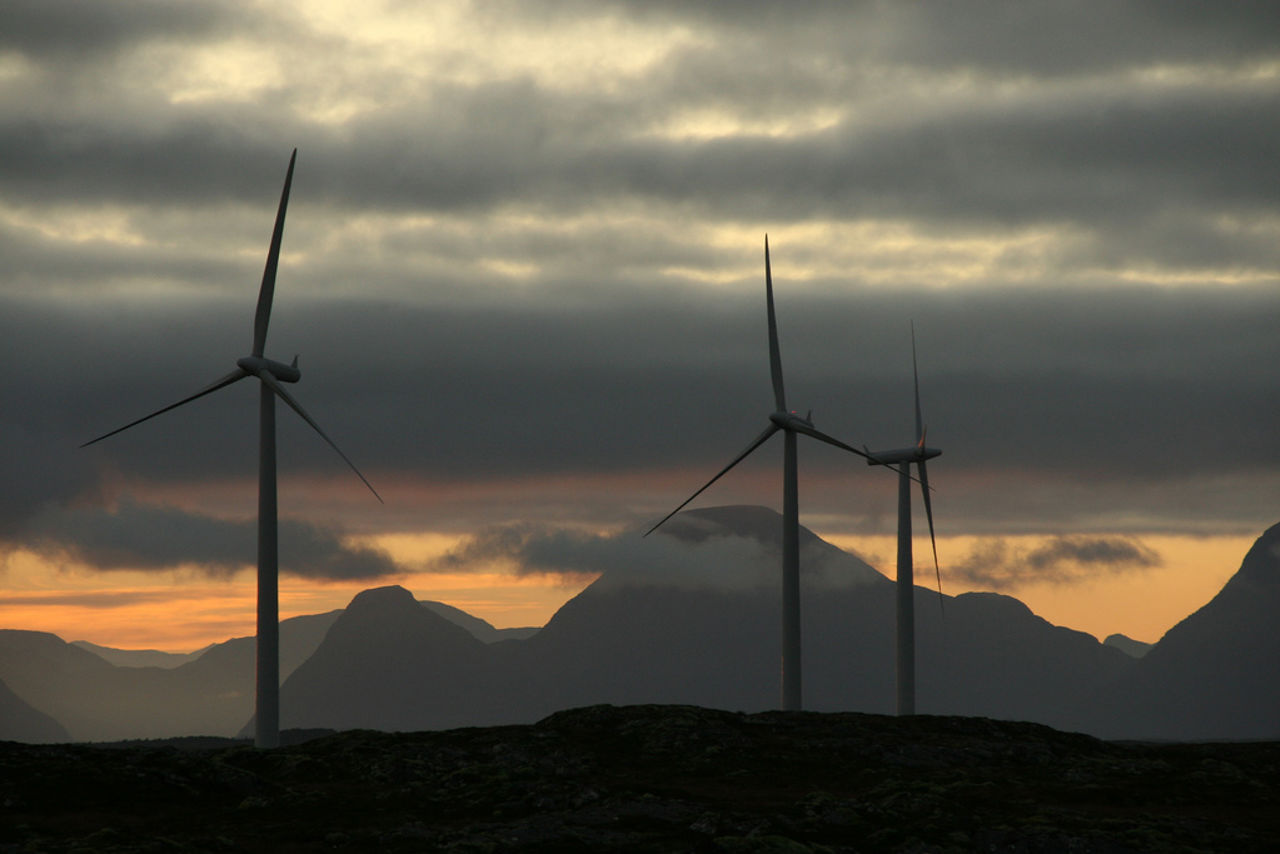 Windräder im Sonnenuntergang