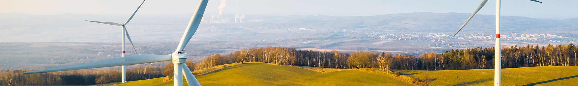 Ein Windpark im Morgengrauen