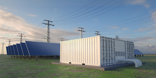 Solaranlage und Batteriecontainer